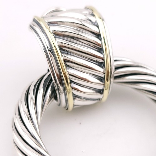 David Yurman Sterling Silver & 14k Gold Thoroughbred Door-Knocker SINGLE Earring - Picture 7 of 15