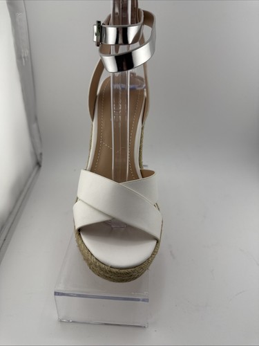 CHARLES by CHARLES DAVID White Brit Platform Wedge Leather Sandal Size 5.5 M NWB - Picture 4 of 16