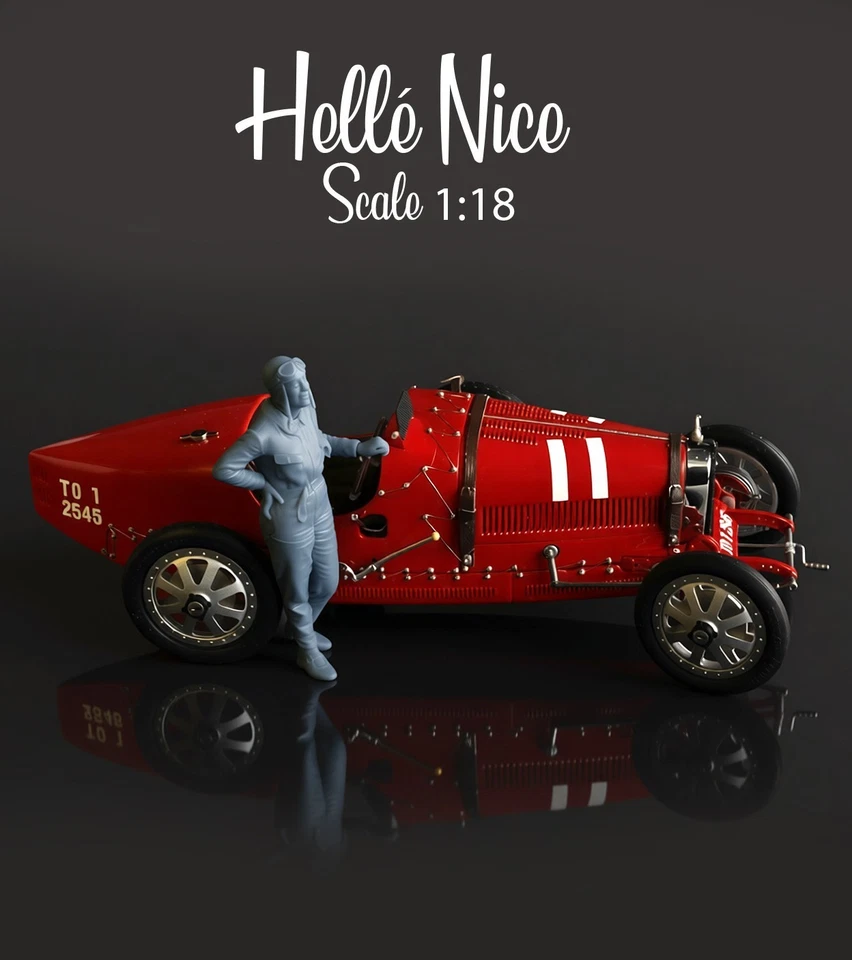 Hellé Nice FIGURA NON DIPINTA per 1:18 CMC BUGATTI tipo 35 Gran Premio - Immagine 4 di 4