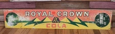 RARE VIntage 1940s We Serve Ice Cold Royal Crown RC Cola Soda Advertising Sign