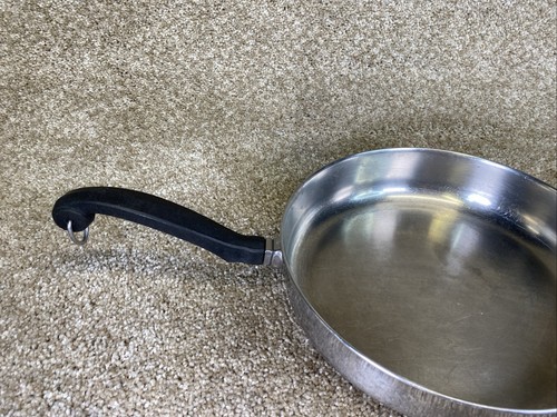 VINTAGE FARBERWARE FRYING PAN SKILLET 10" STAINLESS STEEL ALUMINUM MADE IN USA - Picture 3 of 7