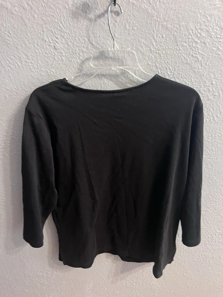 Alfred Dunner Women's Size Medium Knit Top Beaded Sequin V-Neck - Image 3 of 4