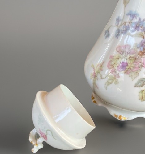 Limoges antike heiße Schokolade Teekanne Krug J. Pouyat Rose & Blätter um 1890 - Bild 6 von 8