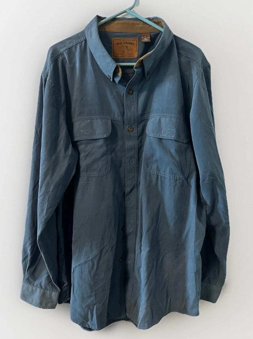Reel Legends Men's Performance Shirt XL Quick-Dry Long Sleeve Blue