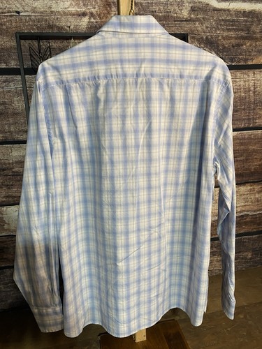 Fish Hippie Mens Button Down Long Sleeve Shirt XL White/Blue Plaid - Picture 2 of 4