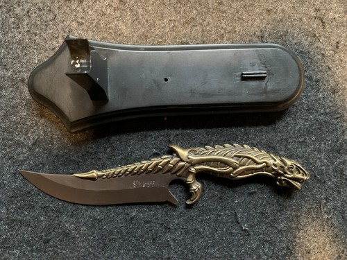 Fantasy Display Dolch  - Alien/Drachen Design - ca. 8.5 Inch/21cm + Standfuss - Bild 3 von 4