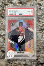 JUSTIN FIELDS 2021 Panini Phoenix #108 Fire Burst Rookie RC Chicago Bears PSA 10