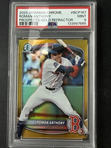 2025 Bowman Chrome Prospects Roman Anthony True Gold Refractor 6/50 - PSA 9 MINT