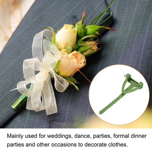 Alfileres de seguridad de plástico ramillete ojal para flor de boda hágalo usted mismo, verde 100 un. - Imagen 5 de 5