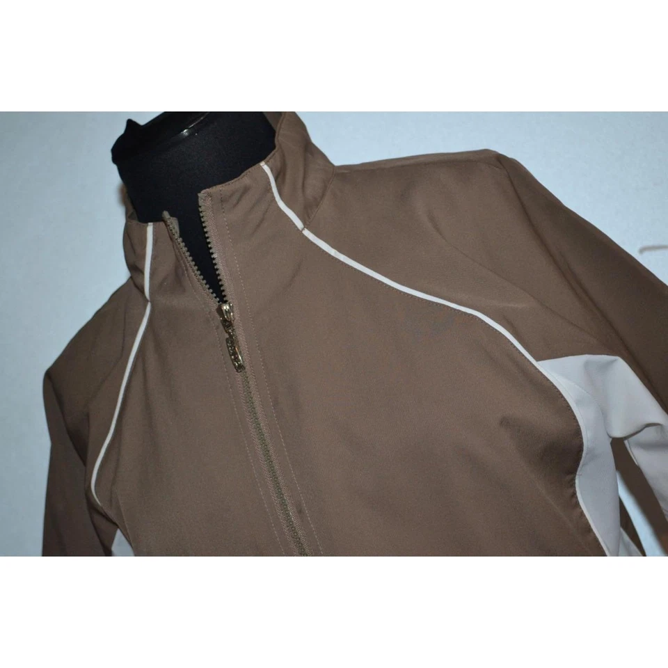 Chaqueta de golf 25146 IZOD cortavientos cremallera tostado poliéster talla grande para mujer Foto 2 de 4