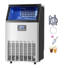 Uimoso 100lb/24H Commercial Ice Maker Freestanding Ice Cube Machine 33lb Storage