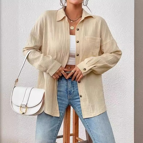 high-end women's shirt with shoulder drop, bat shaped shirt, long sleeved shirt - Picture 4 of 23