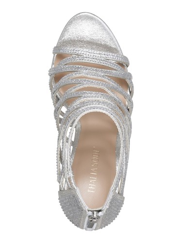 THALIA SODI Womens Silver 1" PlatformSilvia Open Stiletto Heeled Sandal 10 M - Picture 7 of 11