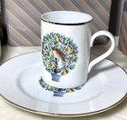 Vtg Avon Coffee 4 Mugs, 4 Dessert Plates Japan 12 Days of Christmas Tree 14K Rim