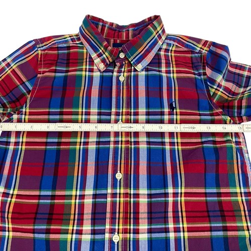 Polo Ralph Lauren Button Up Shirt Boys Sz 7 Plaid Multicolor Cotton Short Sleeve - Picture 5 of 11