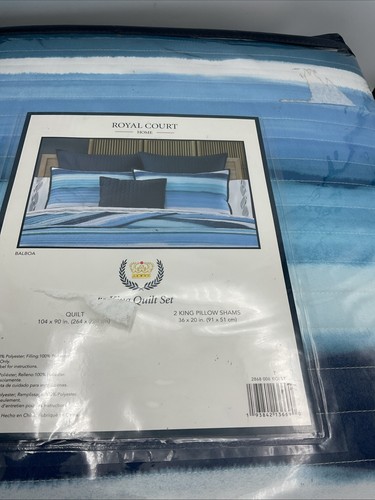 Royal Court Home King Quilt Set 3-teilig Balboa Streifen blau - Bild 8 von 9