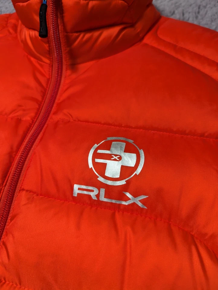 Ralph Lauren RLX Gilet Mens Small Orange Down Fill Body Warmer Golf Lightweight - Image 3 of 4