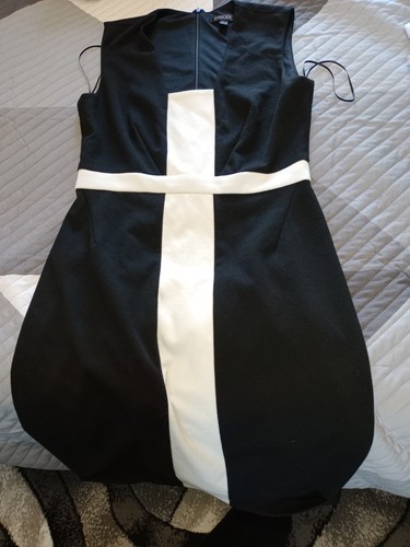 Episode Damen schwarz weiß 60er Mod Kleid Gr.10 Etuikleid ärmellos Reißverschluss - Bild 7 von 8