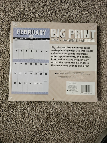 2025 Wall Calendar Big Print 11 x 10 inches Extra Large Writing Space - Picture 2 of 2