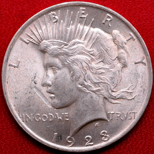 1923 "SMOKING LIBERTY" STRIKE THROUGH ERROR PEACE DOLLAR