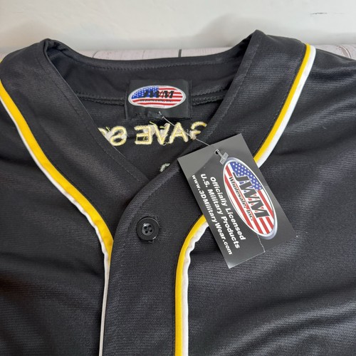 NEW Vietnam Vet Stitched Baseball Jersey Some Gave All Black Yellow Sz L NWT - Picture 4 of 13