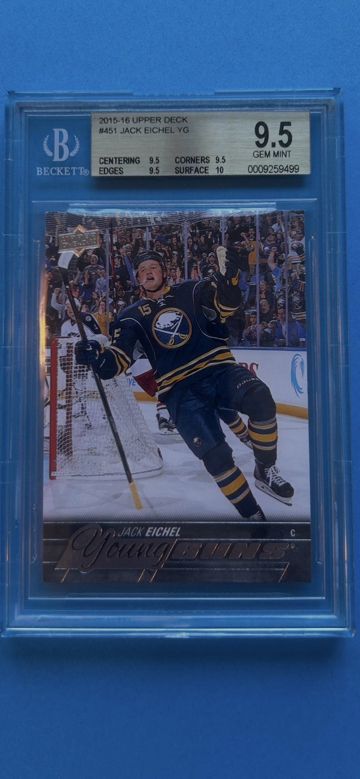 2015-16 Upper Deck - Young Guns Jack Eichel #451 (RC) BGS 9.5 W/ 10 Sub grade