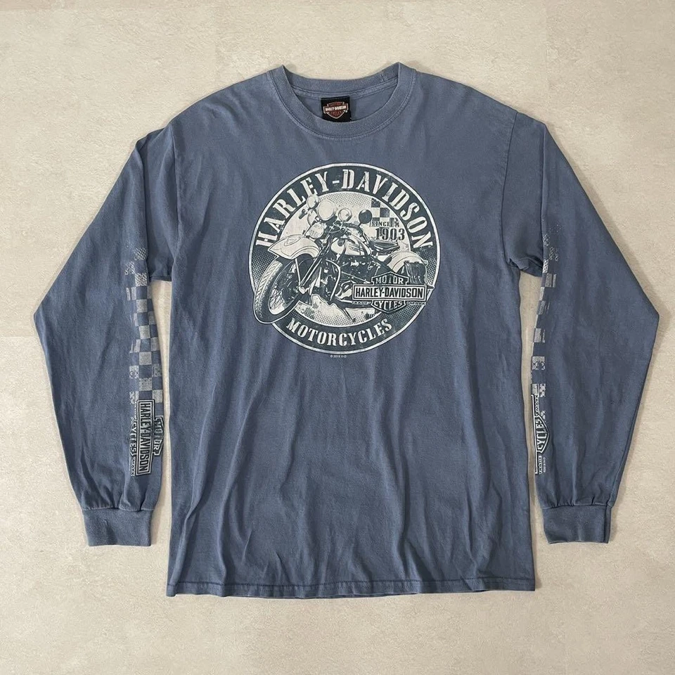 Camiseta de manga larga con estampado de manga larga Harley Davidson azul... - Imagen 3 de 4