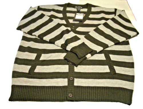 Suéter cárdigan a rayas gris/marrón con botones cuello en V de Ablanche para hombre-talla 3XL-NUEVO CON ETIQUETAS - Imagen 14 de 14