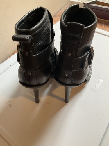 Tory Burch black leather stiletto anklet boots fringe Goth Emo women’s Size 9M - Picture 11 of 20