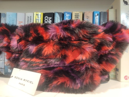 BNWT Sonia Rykiel Bumbag Faux-Fur Fanny-Pack Red Purple Black Heart Zipped - Picture 7 of 13