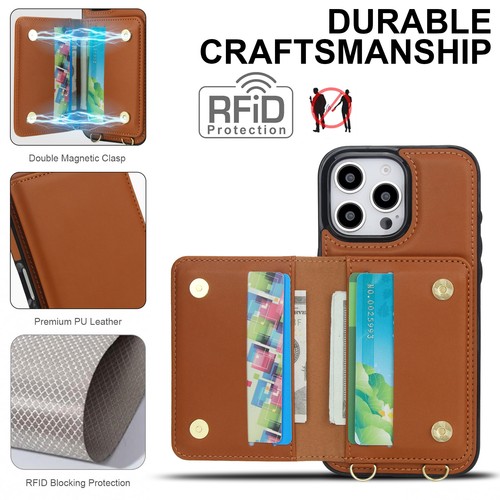 Crossbody RFID Leder Wallet Case für iPhone 17 Pro Max 16e 15 14 13 12 11 XS - Bild 51 von 61