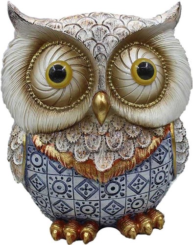 CUZOKOLA Big Eyes Cute Owl Statue for Home Decor Living Room Blue - Picture 2 of 6