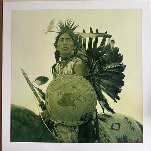 James Bama Young Plains Indian Limited Edition Hand Signed Print Unframed 22x22” - Picture 2 of 7