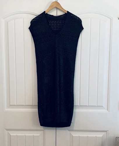 Balenciaga, Balenciaga Black Glossy Knit Sleeveless Women's Dress Size 38 US Size 6