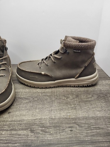 Hey Dude Bradley Schokolade Leder Stiefeletten Schnürstiefel Herren Größe 9 Neu - Bild 2 von 9