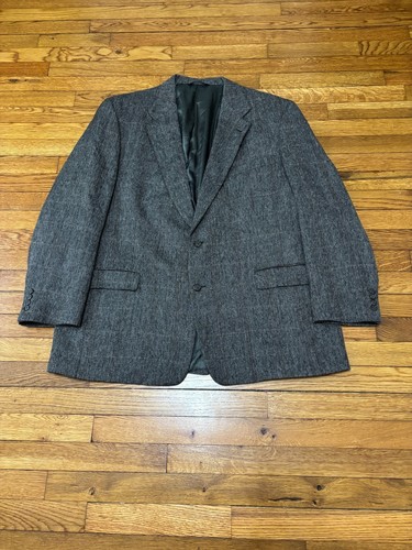 Vintage Burberrys Herren Blazer Sakko Gr. 48 L Grau Wolle Fischgrät Sport Mantel