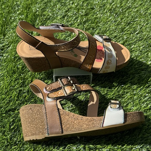 L'Artiste by Spring Step Tanja hand-painted leather wedge sandals Sz 38 (7-7.5) - Picture 2 of 10