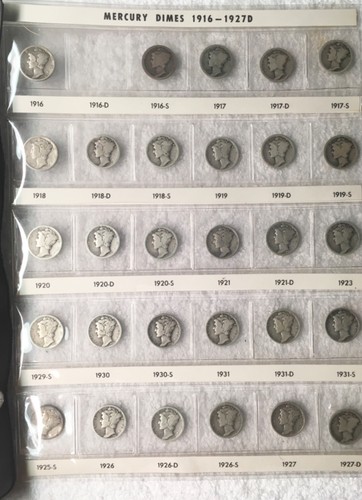 Mercury Dime Set 1916-45 76 dimes ( NO 16-D, NO 42 over 41 ) G to XF Nice Set - Picture 2 of 7
