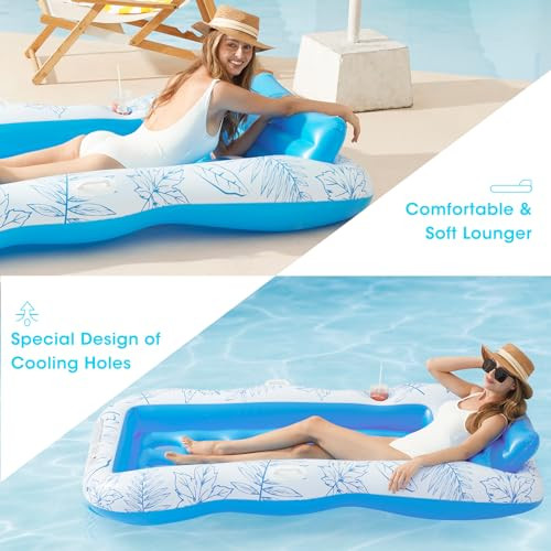 Inflatable Pool Float Lounge for Adults, Large Pool Floaties Rafts for Adults - Picture 5 of 7