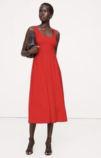 Banana Republic Crepe Scoop Neck Red Midi Dress Size 6 NWOT RT$200