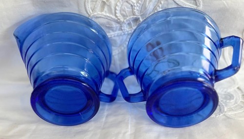 Vintage Hazel Atlas Modertone Zuckerdose + Milchkännchen Kobaltblau USA - Bild 5 von 7