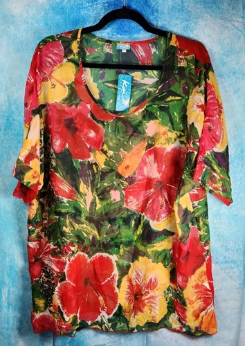 Kai Kaftan Badeanzug Cover Up Damen Gr. XS/S Tropical Top Kreuzfahrt Hawaii Strand - Bild 6 von 6