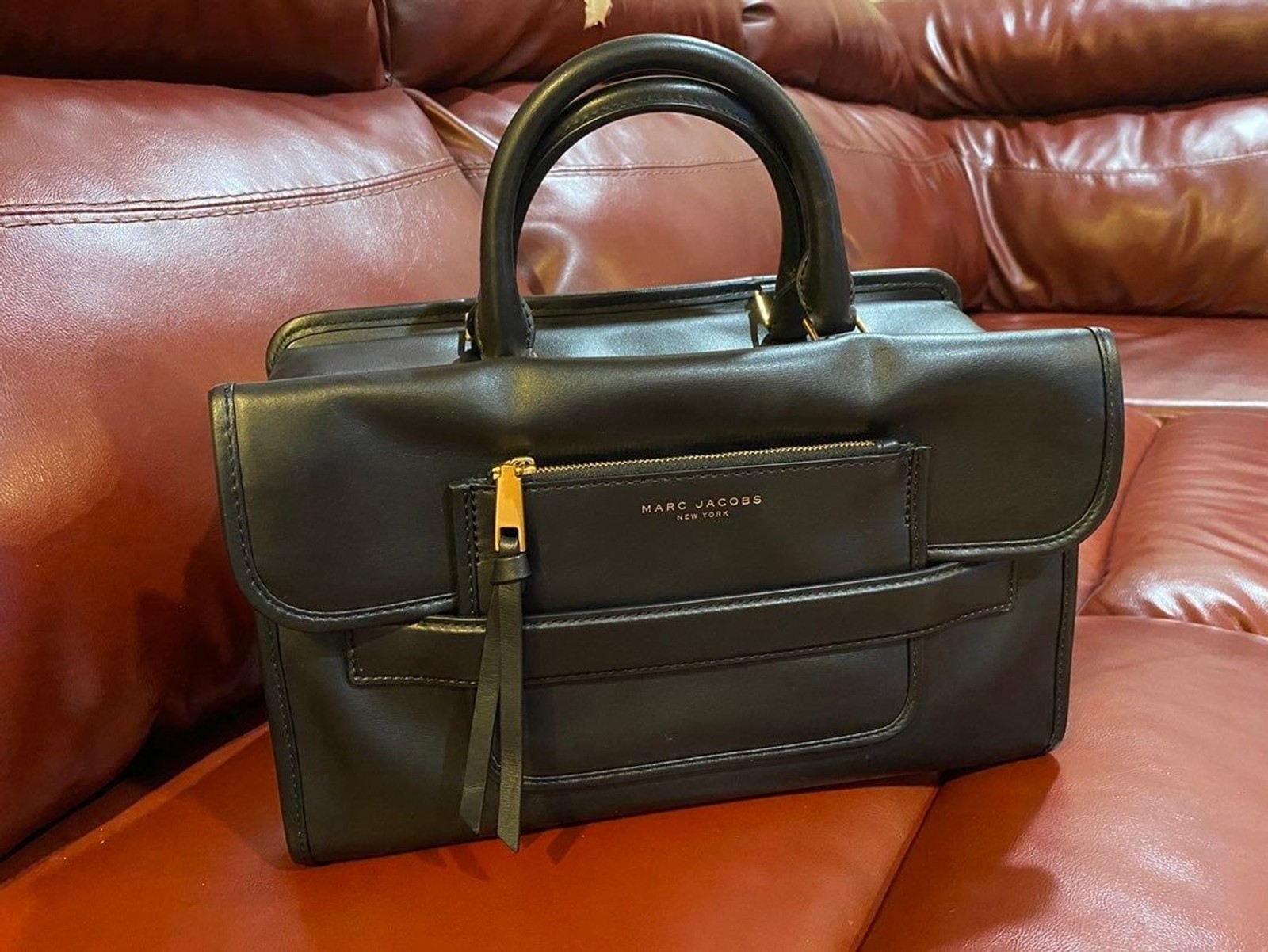 Black and Gold Women's Madison East/West Tote Black leather bag elegant medium image 3