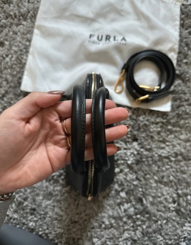 FURLA Furla Fantastica S Dome Ledertasche 100% Original Schwarz Neu - Bild 5 von 10