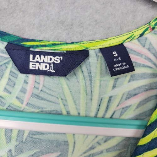 Maxi Vestido Lands End Tropical Palm Sin Mangas en Niveles Verde Talla Mujer Pequeño - Imagen 6 de 14