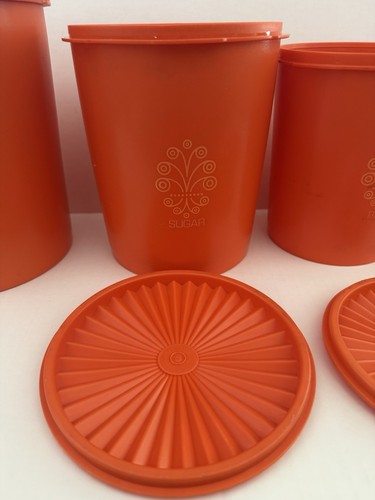 Botes y tapas anidación Starburst cosecha naranja TUPPERWARE Servalier años 70 de colección - Imagen 10 de 18