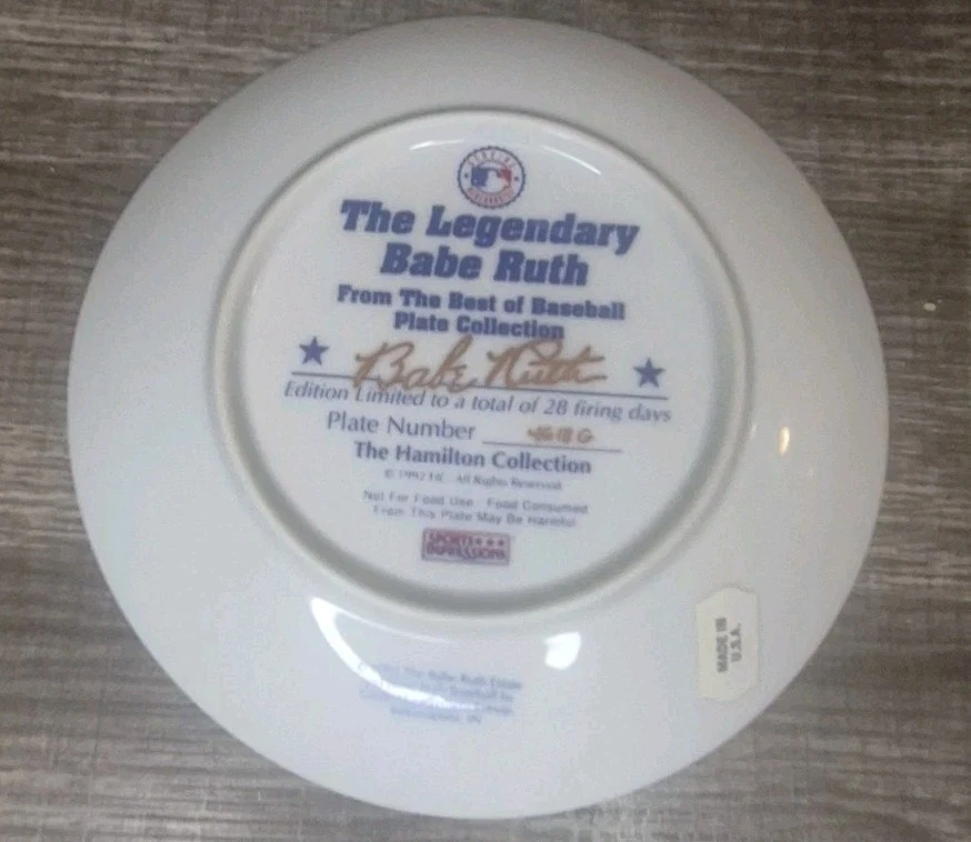 1992-93 Babe Ruth “The Legendary Babe Ruth” Hamilton Collection Plate Yankees - Image 3 of 4