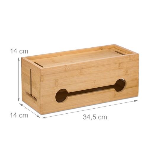 Kabelbox Kabelmanagement Box Steckdosenbox Kabel verstecken Kabelkiste Bambus - Afbeelding 4 van 8