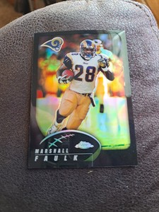 MARSHALL FAULK 2002 TOPPS CHROME BLACK REFRACTOR #77 SP RAMS #055/599 MINT