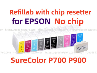 Refillable Ink Cartridge for SureColor SC P700 P900 with chip resetter (nochip)